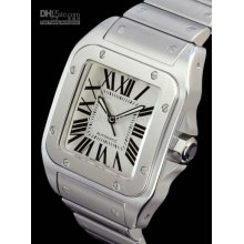 Luxury Mens Watch Santos 100 Silver Dial Stainless Steel Bracelet Au