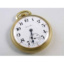 Mans 1914 antique Hamilton 21 jewel Model 992 railroad train pocket watch 16 size gold filled