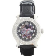 Marc Ecko Unisex The Flyaway Tattoo Dial Crystal Accented Black Watch E12589m2
