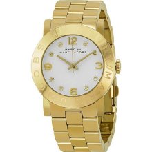 Marc Jacobs Amy White Dial Gold-Tone Stainless Steel Ladies Watch ...