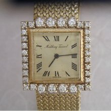 Mathey Tissot Vintage Estate Diamond 14kt Yellow Gold Bracelet Watch