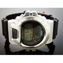 Men Casio G Shock 0.12CT Diamond Black Face Watch 6900 Silver tone case