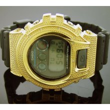 Men Casio G Shock 0.15CT Diamond Black Face Watch 6900 Gold Case & Black Face