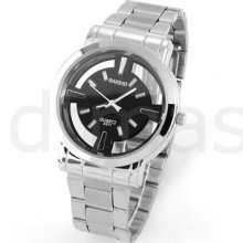 Men Silver Color Steel Quartz Wrist Watch Business Gift Fashion