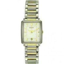 Menandapos;s Two Tone Stainless Steel Dress Watch White Dial