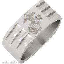 Men's 8mm Stainless Steel Us Marine Corps Usmc Military Ring
