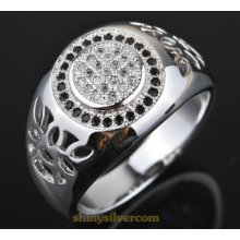 Mens 925 Sterling Silver Ring Designer Hip Hop Micro Pave Bling Size 8,9,10