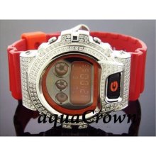 Men's Casio G Shock CZ white crystal Watch RED WATCH ...