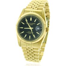 Men's Charles Hubert 14K Gold-Plated Stainless Steel Black Dial Watch
