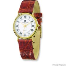 Men's Charles Hubert 18k Crocodile Band Off White 32mm Dial Watch