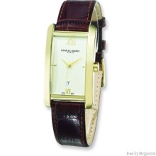Men's Charles Hubert Leather Band Cream Dial 27x37mm Watch