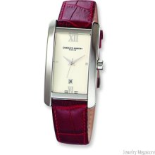 Men's Charles Hubert Leather Band Champ Dial Retro 27x37mm Watch