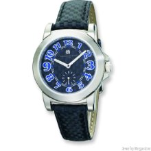 Men's Charles Hubert Leather Band Off White Dial Watch