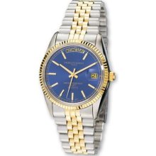 Mens Charles Hubert Two-tone Brass Stainless Steel Blue Dial Watc ...