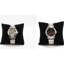 Mens Classic Stainless Steel Skone Timeless Analog Silver Black Water Resist