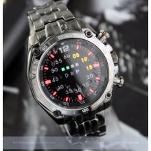 Mens Color Blue Led Lights Silver Black Luxury Navy Army Waterproof Sports Watch