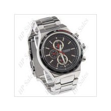 Mens Curren stainless steel watch with chome finish &black red &chrome face