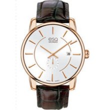 Men's ESQ Movado Capital Rose-Tone Stainless Steel Watch with Silver
