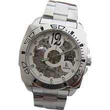 Men's Fashion Mechanical Stainless Steel Silver Band Watch Self-winding