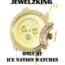 Men's Ice Nation/pave Master Iced Out Gold/white Hip Hop Silicone Band Watch