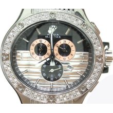 Mens Ladies Diamond Aqua Master W-206 White Round Cut Watch 1.00ct
