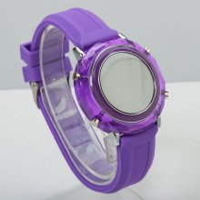 Mens Ladies Wrist Watch Crystal Shell Sport LED Watch Purple