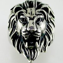 Mens Large Lion Head Ring Stainless Steel