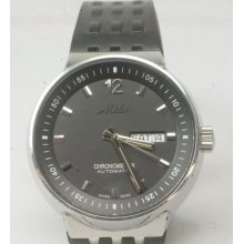 Mens Mido 8340 Black Face Stainless W/ Rubber Band Wrist Watch