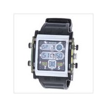 mens new Anike digital/analog green stainless steel chrome watch w/ black face