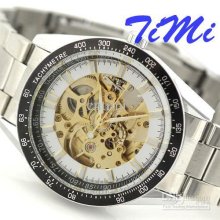 Mens New Popular Automatic Mechanical Watch Round Gold