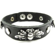 Mens Punk Spider Belt Buckle Leather Bracelet Wristband