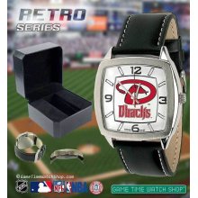Mens Retro Game Time Logo Watch Square Dial Adjustable Leather Band MLB Teams