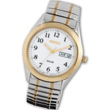 Men's Seiko Solar Two-Tone Stainless Steel Watch with White Dial (Model: SNE062) seiko