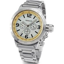 Mens Silver Tone White Dial Stainless Steel Case Watch ...