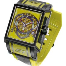 Men's Stainless Steel S1 Quartz Chronograph Yellow Tone Dial Nylon and