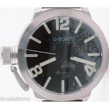 Mens U-boat Classico Black Dial Orange Leather Stainless Steel Watch Wtch420