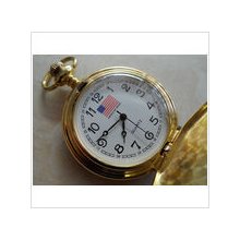 Men's Vintage Yellow Gold Tone 24 Hr American Pride Quartz Pocket Watch 52.1 Gr.