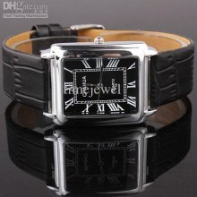 Minimum Order $12.00 Dial Rectangle Case Black Leather Strap Quartz