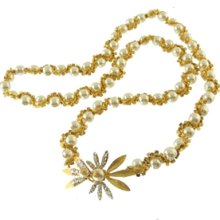 Miriam Haskell Long Pearl Chain Gold Necklace