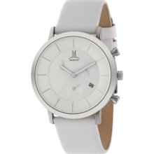 Momentus Stainless Steel White Leather Band White Dial Multifunct ...
