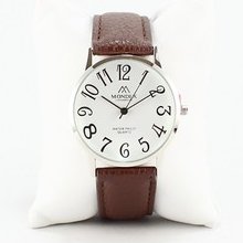 Mondex Large Face Classic Vintage Leather Waterproof Watch Gold Bezel