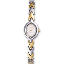 Mountroyal Ladies Two-Tone White 17X21Mm Oval Dial Watch XWA3387