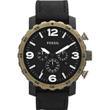 Nate Stainless Steel And Leather Watch â€“ Black Jr1357 Entregamos No Brasil