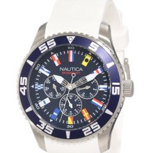 Nautica Men's N12629G White Resin Quartz Watch with Blue Dial