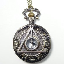 new Harry potter Deathly Hallows quartz Pocket Watch Necklace,Zodiac Pocket Watch Necklace,constellation Necklace