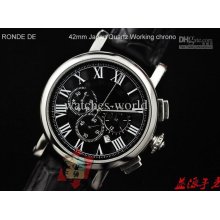 New Luxury Kdy Calibre Black Dial Leather Strap Quartz Roman Chronog