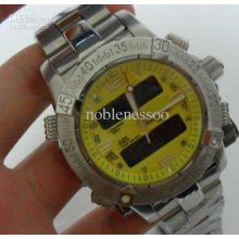 New Men's Airwolf Yellow Dial Quartz Stainless Steel Sport Watches W