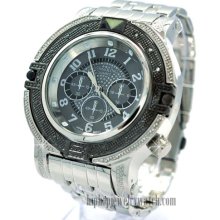 NEW MENS HIP HOP KING 2CHAINZ METAL WATCHES BLACK FACE w SILVER BAND