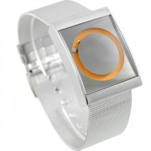 New PAIDU Stainless Steel Fashion Square Orange Face Mens Wrist Watch