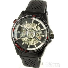 New Winner Automatic Sports Fashion Men's Watches Black Dial Hollow